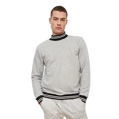 Abbildung von Trendyol Herren Gestreiftes Rundhalsausschnitt Sweatshirt, grau, S