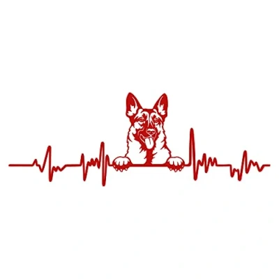 Abbildung von Finest Folia Aufkleber Herzschlag Tiere Breite 27cm Lifeline Heartbeat Deko Sticker Selbstklebend für Auto Kühlschrank Laptop Autoaufkleber K150 (Karminrot, 04 Schäferhund)