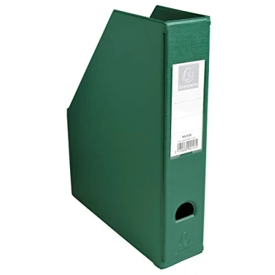 Abbildung von Exacompta 90153E Stehsammler DIN A4 7cm breit aus festem Karton mit PVC Bezug und aufgeklebtem Rückenschild Griffloch perfekt zur Aufbewahrung von Zeitschriften Katalogen dunkelgrün