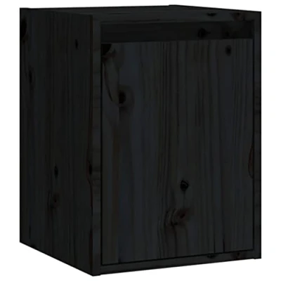 Abbildung von vidaXL Wandschrank Hängeschrank TV Schrank Holzschrank Möbel Regal Aufbewahrung Wohnzimmer Bücherschrank Schwarz 30x30x40cm Massivholz Kiefer
