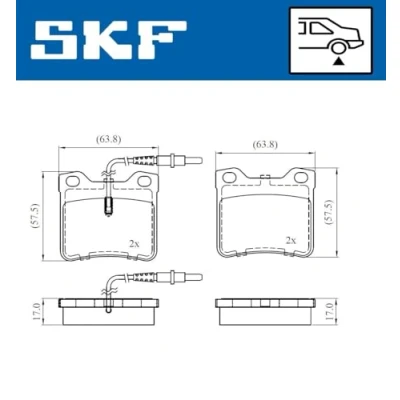 Abbildung von SKF VKBP 91059 E Bremsbelagsatz inkl. Verschleißwarnkontakt MERCEDES BENZ: V Klasse, Vito Bus, Kastenwagen