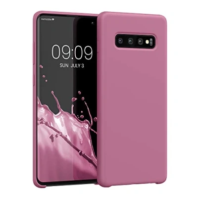 Abbildung von kwmobile Hülle kompatibel mit Samsung Galaxy S10 Plus / S10+ Silikon Handy Case Handyhülle weiche Oberfläche kabelloses Laden Dark Rose