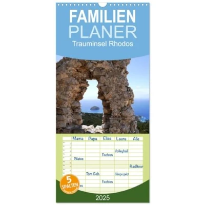 Abbildung von Familienplaner 2025 Trauminsel Rhodos mit 5 Spalten (Wandkalender, 21 cm x 45 cm), CALVENDO