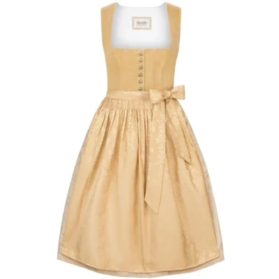 Abbildung von Stockerpoint Dirndl Trachtenkleid Viktoria im Münchener Schnitt Dirndlkleid mit Blumenmuster, Senffarben