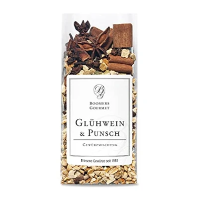 Abbildung von Boomers Gourmet Glühweingewürz Erlesene Gewürzmischung für Punsch, Glühwein, Feuerzangenbowle. Glühwein Gewürz Mischung Apfelpunsch, Kinderpunsch alkoholfrei Refill 80 g
