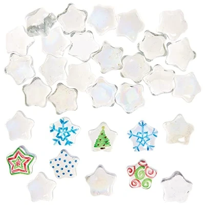 Abbildung von Baker Ross FX269 Glas zum Bemalen 30er Pack, Sterne Steine für Kinder und Gestalten, Mittel