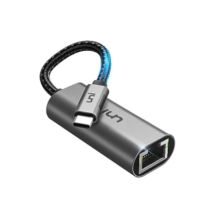Abbildung von uni USB C auf Ethernet Adapter, RJ45 Gigabit LAN Netzwerkadapter, Kompatibel mit iPhone 15 Pro, iPad Pro/Air, MacBook Pro/MacBook Air, Galaxy S23, Surface Book, Dell XPS usw.