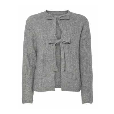 Abbildung von Pieces Pcsilly Reversible TIE Strickjacke, Damen, Größe: XS, Medium grey melange