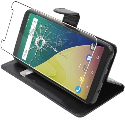Abbildung von ebestStar kompatibel mit Wiko View XL Hülle Kunstleder Wallet Case Handyhülle (PU Leder), Kartenfächern, Standfunktion, Schwarz + Panzer Schutz Glas