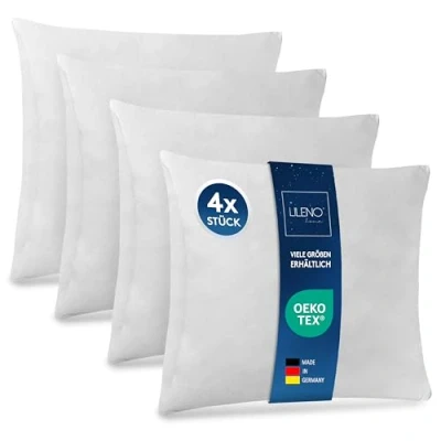 Abbildung von LILENO HOME 4er Set Kissenfüllung 80x80 cm 40C waschbares Innenkissen geeignet für Allergiker Polyester Kisseninlet als Couchkissen, Sofa Kissen, Cocktailkissen und Kopfkissen