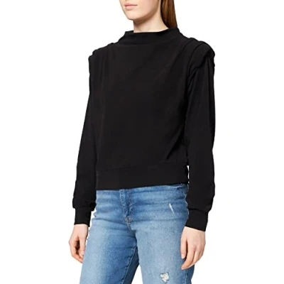 Abbildung von NA KD Damen Pleated Detail Sweater Sweatshirt, gebrochenes weiß, L