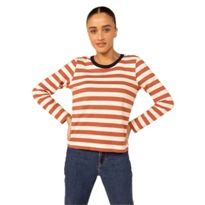 Abbildung von Petit Bateau Damen Langarm T Shirt, Rot Fameux / Weiss Avalanche, XXS
