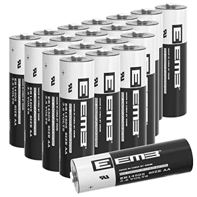 Abbildung von 20XEEMB ER14505 LS14500 Batterie AA Lithium 3,6V 2700 mAh Nicht wiederaufladbare Li SOCL₂ UL zertifiziertes Lithiumthionylchlorid