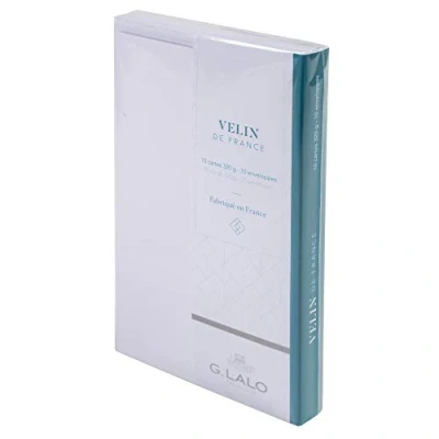Abbildung von Lalo 25500L Korrespondenz Set mit 10 Visitenkarten 8,5x13,5 cm, 350g und Umschläge 9x14 Velinpapier, 1 Pack, Weiß