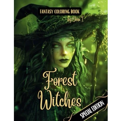 Abbildung von Fantasy Coloring Book Forest Witches Special Edition: For Adults and Teens Black Line Grayscale Pages of in the (Witches Books)