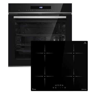 Abbildung von Autarkes Herdset: 60cm Einbaubackofen EB8019EDP + 59cm Induktionskochfeld IH85900RL Pyrolyse Pizzafunktion Grill Umluft Heißluft Teleskopauszüge Automatik Timer SET8019IH859RL