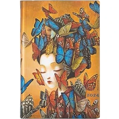Abbildung von Paperblanks Flexi 12 Monatskalender 2024 Madame Butterfly, Horizontal Mini (140 x 95), Deutsch