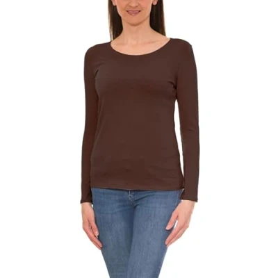 Abbildung von Alkato Damen Langarm Shirt mit O Ausschnitt, Farbe: Hellbraun, Größe: S