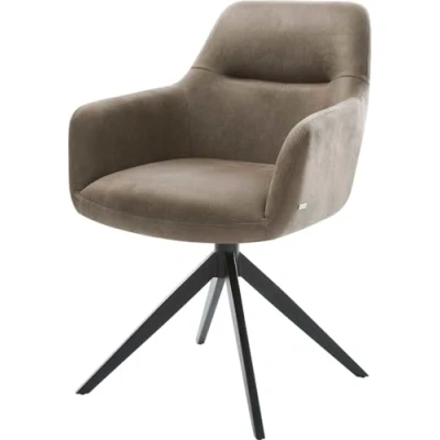 Abbildung von Drehstuhl Pejo Flex Mikrofaser Taupe Vintage Kreuzgestell breit Schwarz 360 drehbar Wippfunktion Taschenfederkern