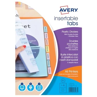 Abbildung von Avery 798770 Plastik Register 12 Tabs personalisierbar