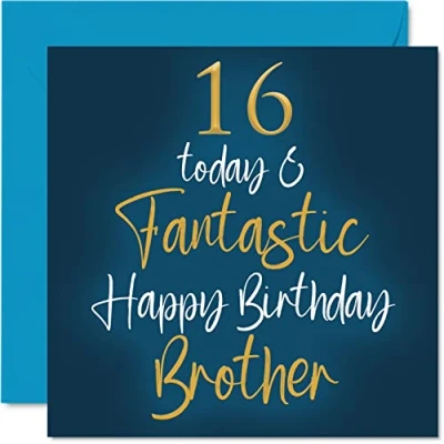 Abbildung von Fantastische Geburtstagskarte zum 16. Geburtstag für den Bruder von der Schwester Geburtstagsgeschenke 145 mm Geschwistergrußkarten Geschenk