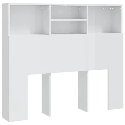 Abbildung von vidaXL Bett Kopfteil mit Ablagen Regal Wand Bücherregal Betthaupt Bettkopfteil Schlafzimmer Hochglanz Weiß 120x19x103,5cm