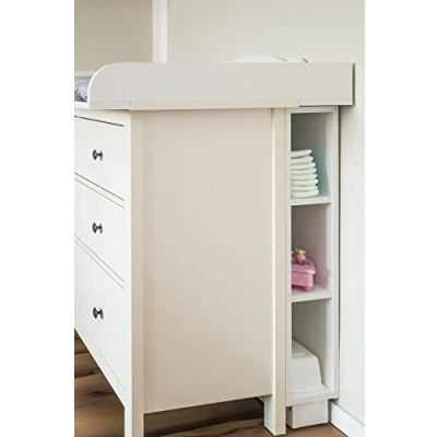 Abbildung von KraftKids Stauraumregal für Wickeltisch weiß passend HEMNES Kommode u.a., Mit Sockel und höhenverstellbaren Füssen