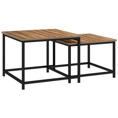 Abbildung von HOMCOM Couchtisch Satztisch, Sofatisch im Industriedesign Wohnzimmertisch (Beistelltisch, 2 St., Kaffeetisch), mit Holzoptik