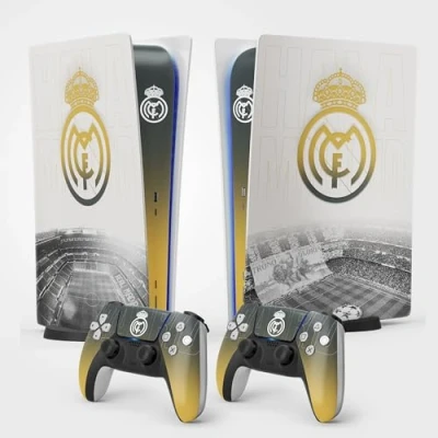 Abbildung von FFrame Aufkleber für PS5 Real, selbstklebend, Playstation 5 Fußball, Konsole und Controller, Standard Digital Edition, Skin Madrid (2 Controller)