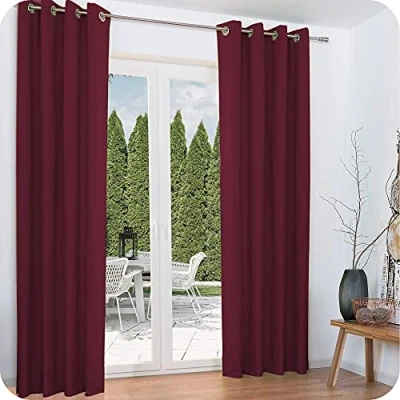 Abbildung von Beautissu 2er Set Thermovorhang Gardine 140x245 cm Bordeaux Ösen Thermogardine Ösenvorhang isolierend Kälte &amp; Hitzeschutz Vorhang verdunkelnd Wohnzimmer, Schlafzimmer Amelie to
