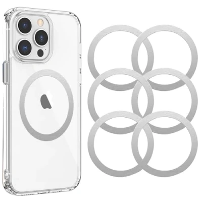 Abbildung von Kinizuxi [6 Stück] Metall Ring, magnetisches kabelloses Laden Umwandlungskit, kompatibel mit MagSafe Metallring Zubehör, iPhone 14/13/12 Series und Samsung Galaxy S22/S21/S20