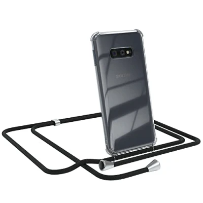 Abbildung von EAZY CASE Handykette kompatibel mit Samsung Galaxy S10e Handyhülle Umhängeband, Handykordel Schutzhülle, Silikonhülle, Hülle Band, Stylische Kette für Smartphone, Schwarz