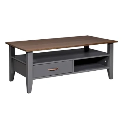 Abbildung von Inter Link Couchtisch Massivholztisch Wohnzimmertisch Sofatisch Kiefer Massivholz Spanplatte beschichtet Artisan Eiche Optik Anthrazit Luzerna