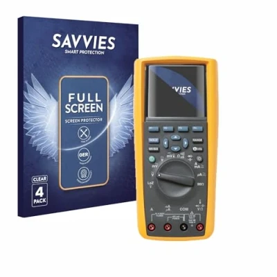Abbildung von Savvies 4 Stück Full Screen Schutzfolie für Fluke MultiMeter 289 Cover Displayschutz Folie [3D Curved, Transparent, Anti Fingerabdruck]