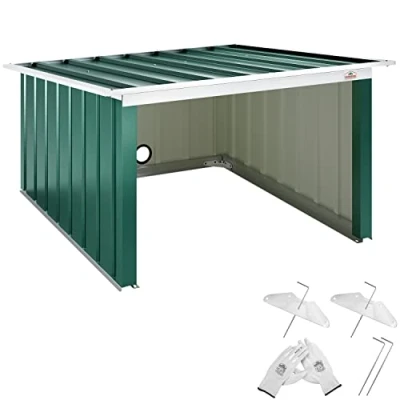 Abbildung von Gardebruk® Mähroboter Garage 89x90x54cm Pultdach Metall Wetterbeständig Dach klappbar 4X Erdanker Carport Regenschutz Rasenroboter Grün
