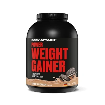 Abbildung von Body Attack Weight Gainer Cookies N Cream 4,75 kg Dein Mass für Masseaufbau &amp; Muskelaufbau Mit Whey Protein, BCAA und Kohlenhydraten fettarmer Masse Shake