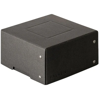 Abbildung von Original Falken PureBox Black. Made in Germany. 85 mm hoch 150x150 mm. Aufbewahrungsbox mit Deckel aus stabilem Recycling Karton Blauer Engel Vegan Geschenkbox Transportbox Schachtel Allzweckbox