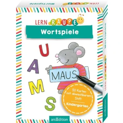 Abbildung von Lernraupe Wortspiele: 50 Karten mit abwischbarem Stift Rätsel und Übungen für Kinder ab 3 Jahren