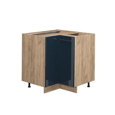 Abbildung von Vicco Eckunterschrank Fame Line, Dunkelblau Hochglanz/Goldkraft Eiche, 80.5 cm ohne Arbei...