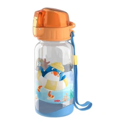 Abbildung von HABA Trinkflasche Pinguin Kinder Wasserflasche 400 ml, BPA frei, mit Trageschlaufe &amp; großer Öffnung, leicht auslaufsicher, ab 12 Monaten 2012444001