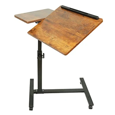 Abbildung von Beistelltisch mit Rollen,Pflegetisch höhenverstellbar,Computertisch Laptoptisch PC Tisch Rollen für Büro,Betttisch Pflegebett,Schrebitisch (Gelbbraun (60.34.5.58/90cm))
