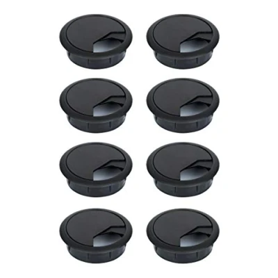 Abbildung von ALUSFERA Kabeldurchführung Kabeldurchlass 60mm Schreibtisch 8 Stück Kabeldose Schwarz Farbe Rundschreiben Tischdurchführung