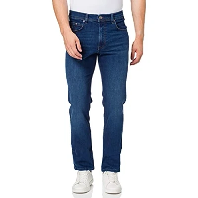 Abbildung von bugatti Herren Regular Fit Katoen Stretch Straight Jeans, Blau (Dunkel 373), 40W / 36L EU