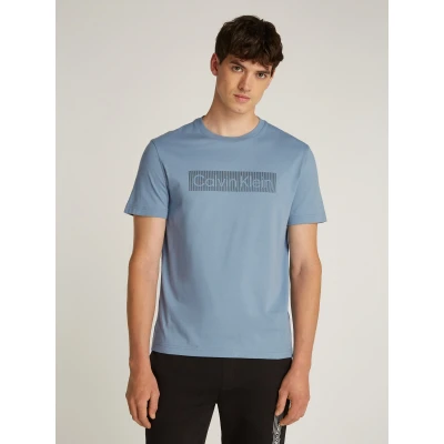 Abbildung von Calvin Klein BOX Striped LOGO Tshirt print, Herren, Größe: Medium, Troposhere