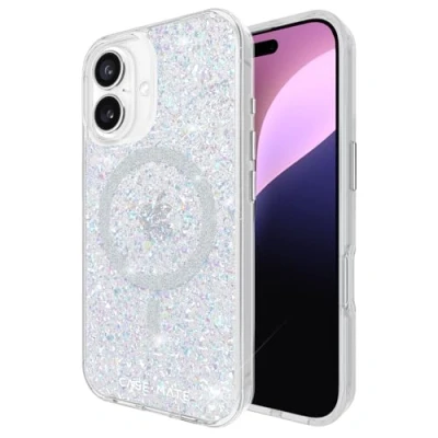 Abbildung von Case Mate Twinkle Mag Safe Schutzhülle kompatibel mit Apple iPhone 16 Hülle Glitzer (3,6 m Fallschutz, Recyceltes Material, Integrierter Ring, Schillernd) Stardust/Silber