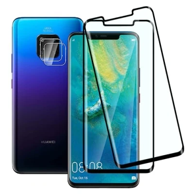 Abbildung von FWang [2+2 Stück] Temperglas Schutzfolie für Huawei mate 20 Pro und Kamera Schutzfolie,3D Volle Bedeckung,9H Härte,kratzfest,blasenfrei,HD Displayschutz