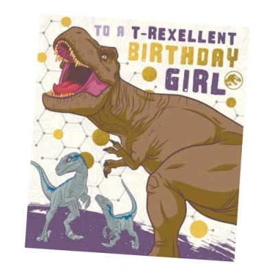 Abbildung von Danilo Promotions Limited Offizielle Jurassic World The Movie Geburtstagskarte für ein Mädchen, sie, recycelbare Geburtstagskarte, offiziell lizenzierte