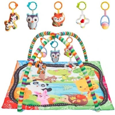Abbildung von Spielbogen Baby Spieldecke mit Bogen Spielmatte für Neugeborene Interaktiver Krabbeldecke Spielzeug 5 Stück Mädchen und Junge Babyspielmatte