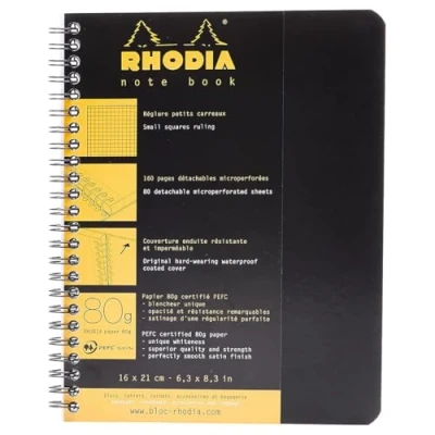 Abbildung von Rhodia 193429C Notizbuch (kariert, ideal für Ihre Notizen, DIN A5, 14,8 x 21 cm 80 Blatt) 1 Stück schwarz