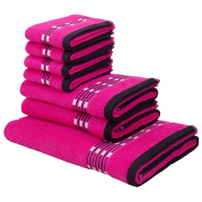 Abbildung von my home Handtuch Set &quot;Jonnie&quot;, (Set, 7 St., 1 Badetuch 70x140 cm 2 Handtücher 50x100 4 Gästetücher 30x50 cm), aus 100% Baumwolle, Handtuchset mit gemusterter Bordüre